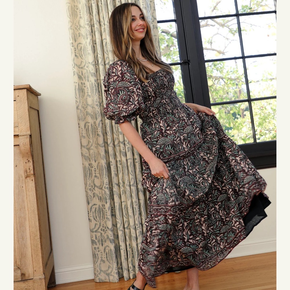 Cleobella Black and White Ruffled Tiered Maxi Dress